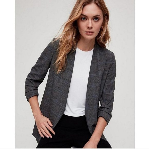 Babaton Macauley Glencheck Blazer Grey Blue Size 00 - Picture 1 of 6